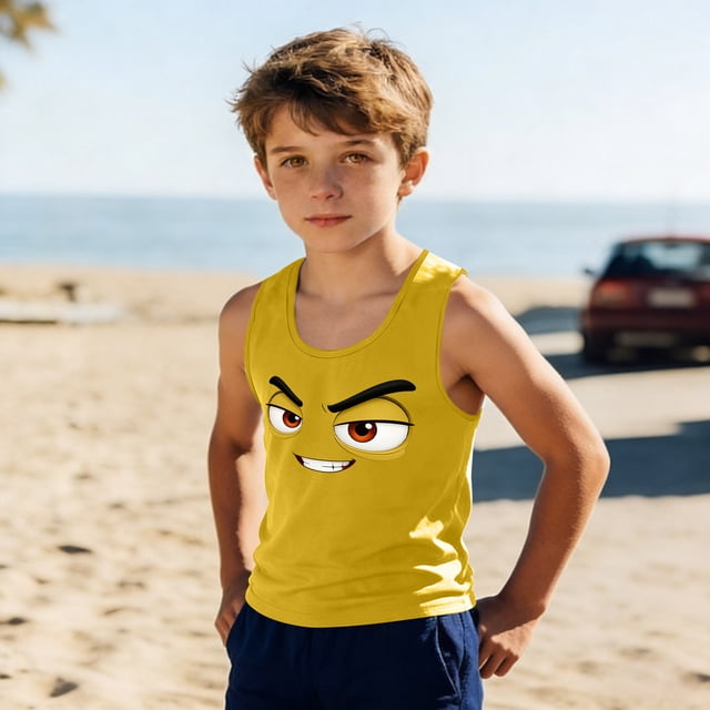 Camisolas de cuello redondo para niños pequeños y niños a la moda, lindas camisetas con estampado degradado, parte inferior suave sin mangas, camisetas para niñas
