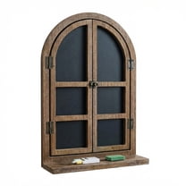 Farmhouse Window Frame Wall Decor with Chalkboard Shelf, Rustic Faux Wood Vintage Wall Art for Living Room, Kitchen or Coffee Bar