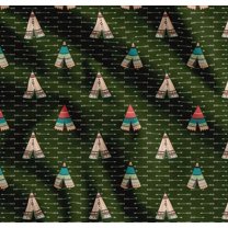 Soimoi Green Cotton Poplin Fabric Tent & Arrow Tribal Fabric Prints By Yard 56 Inch Wide