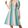 thumbnail image 2 of Blue Coral Stripe Sleeveless Dress dresses for prom cute dress Women's summer long dress, 2 of 7