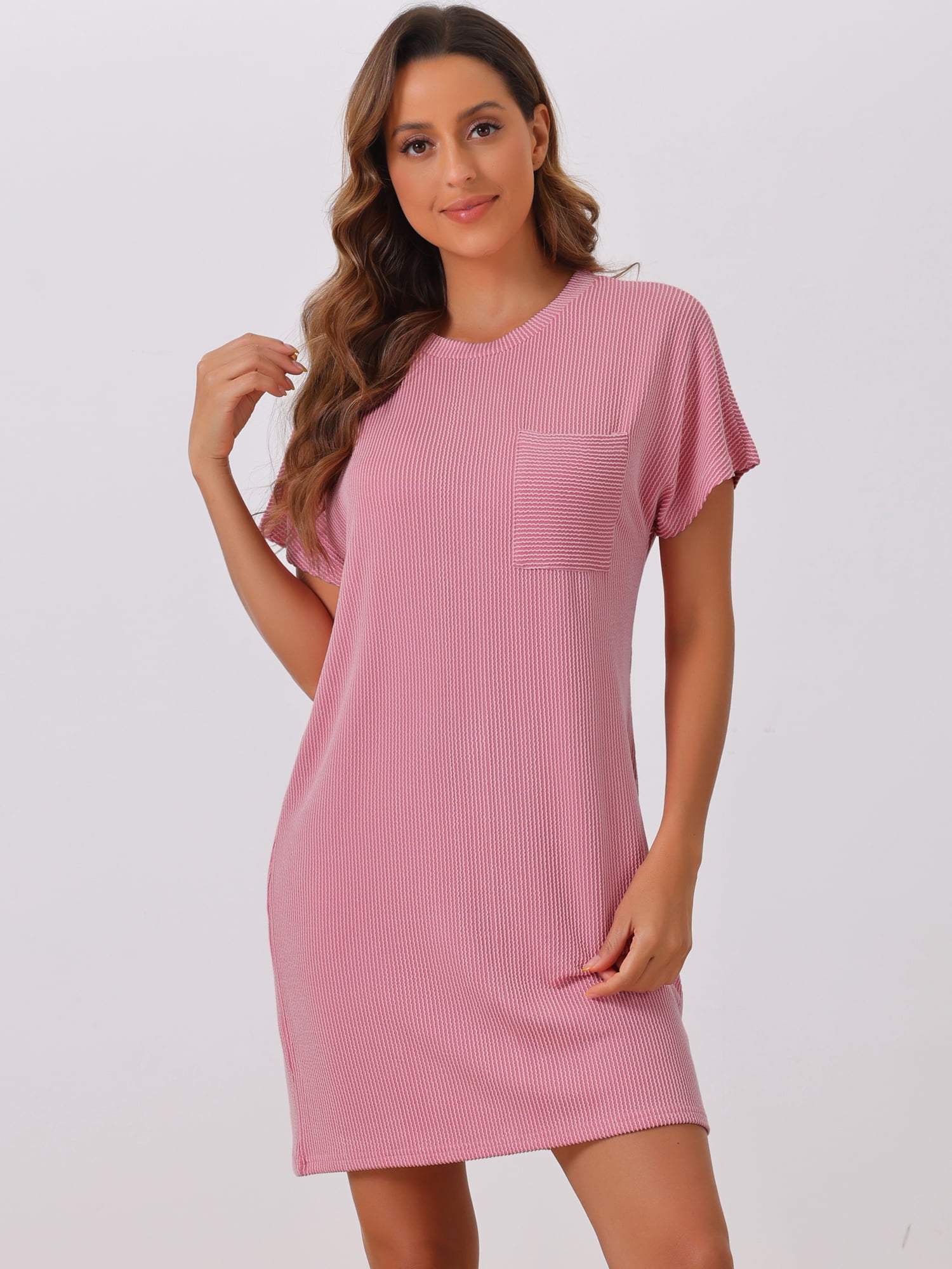 DARING DIVA Women's Short Sleeve Nightgown Lounge Nightshirt S Pink