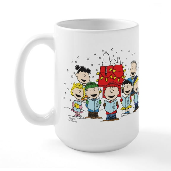 CafePress - Peanuts Gang Christmas - 15 oz Ceramic Large White Novelty Mug