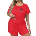 thumbnail image 2 of Zormilly Christmas Pajamas for Women Plus Size Short Sleeve Shirts Wide Leg Shorts Comfy Pajamas Set Printed, S-5XL, 2 of 5