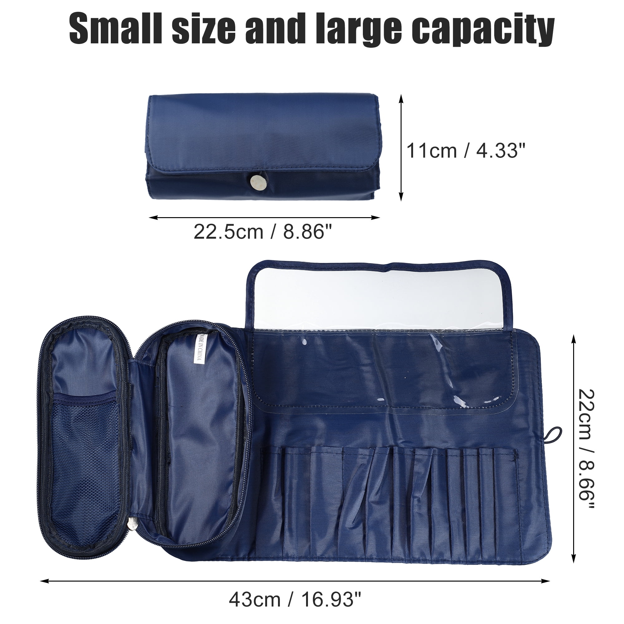 Unique Bargains 1Pc Travel Makeup Bag Cosmetics Storage Bag Portable Waterproof Navy Blue