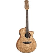 Luna Woodland Quilted Ash 12-String Acoustic-Electric Guitar, Rosewood Fretboard, Natural
