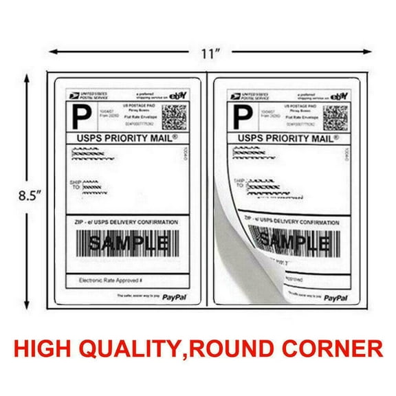 100 Half Sheet Address Mailing Labels Self Adhesive Shipping Label 8.5 x 5.5 50 sheets