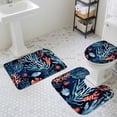 thumbnail image 3 of Ocean Teal Coral Bathroom Rugs Set Nautical Coastal Sea Watercolor Fish Marine Life Non Slip Absorbent Soft Bath Mats 3 Piece Set with Bathroom Rug, U-Shaped Floor Mat, Toilet Seat Cover Large Size, 3 of 9