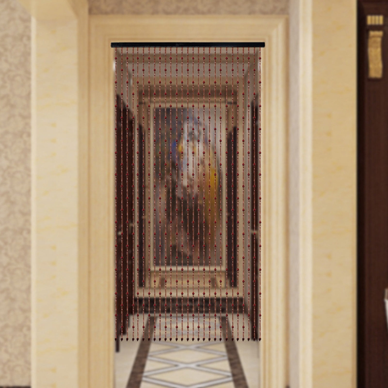 Beaded Door Curtains,90*180cm Natural Wood Beaded Curtain,Doorway Room Divider Door Curtain Screen Panel,Indoor Decorative Divider Curtains