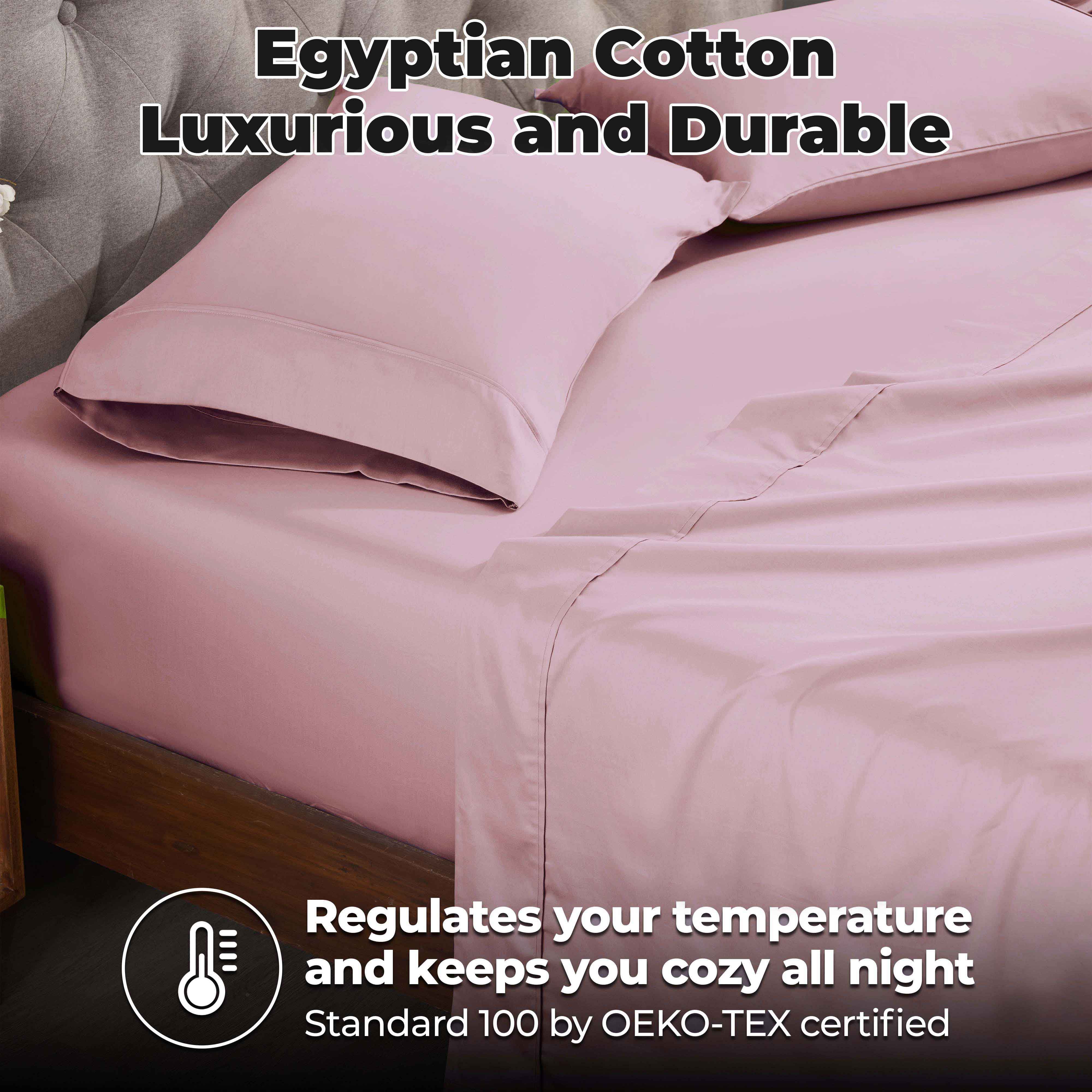 Superior Egyptian Cotton 300 Thread Count Deep Pocket Sheet Set, California King, Lavender