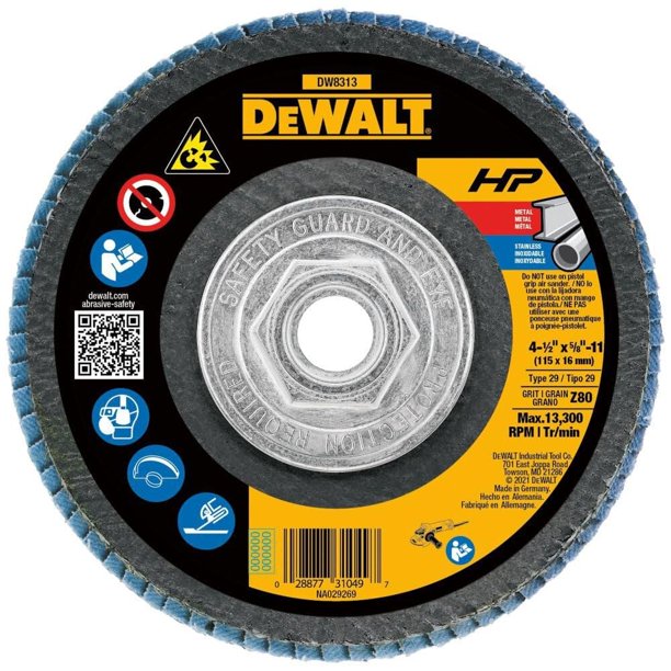 Disco de solapa DEWALT Zirconia de grano 80, 115 mm x 16 mm