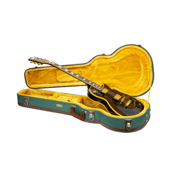 Crossrock Master Series - Wooden Les Paul Electric Guitar Case - Security Lock, Genuine Leather Handle, Reinforced Hardware, Metal Feet, Storage Space- Malachite Blue Tweed