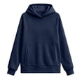 thumbnail image 4 of Hoodie for Womens Xaqiouau Solid Cross Neck Hooded Pullover Sweatshirt Split Hem Side Pockets Long Sleeve Basic Tops For Fall Athleisure Casual Daily Wear Navy S, 4 of 6