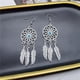 thumbnail image 3 of Pendientes de turquesa azul para mujer, joyería vintage bohemia occidental, pendientes colgantes de plumas de atrapasueños de indios nativos americanos, 3 of 5