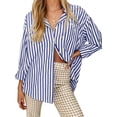 thumbnail image 2 of Long Sleeved Women's Blouses Striped Shirts Button Down Loose Fit Casual Tops, 2 of 5