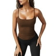 thumbnail image 3 of Women'S Tank Tops Slim Fit Spaghetti Strap Tank Top Cute Summer Square Neck Workout Camisole Tops Coffee XL, 3 of 7