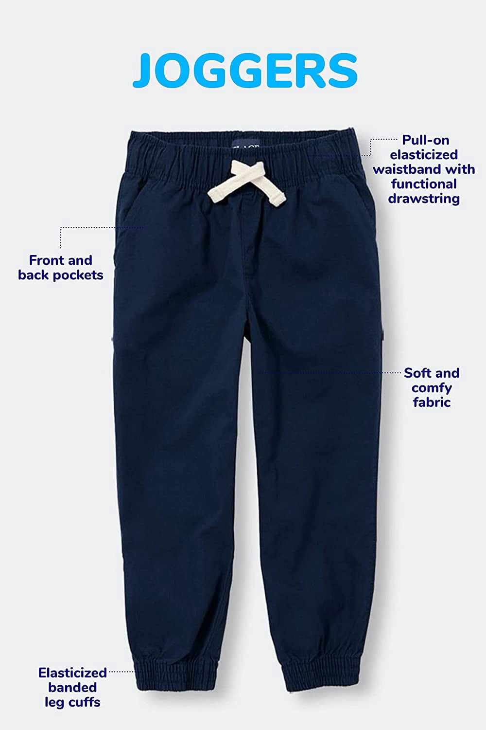 The Children's Place Toddler Boys Stretch Pull-On Jogger Pant, 2-Pack, Sizes 2T-5T