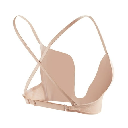 

nsendm U Shaped Deep Bra Push Up Multi Way Seamless Sexy Cleavage Bras Compression Bodysuit for Women Underwear Beige Small