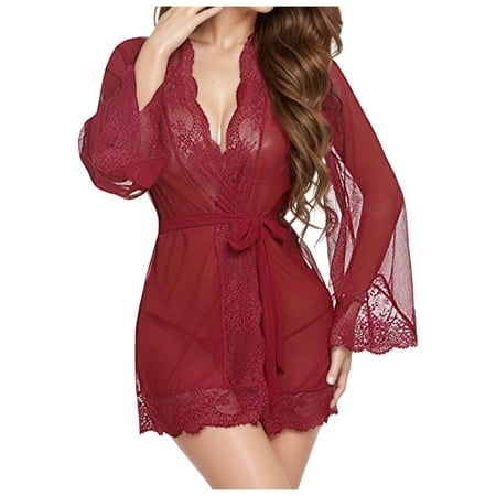 CZSCPDAW Lingerie For Women Sexy Lace Plus Size Underwear Pajamas Women Lingerie V Neck Nightwear Satin Sleepwear Lace Ladies Lace Robe Doll Sexy Lingerie Shirt Pajamas