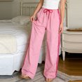 thumbnail image 5 of Lumtrix Women's Y2k Striped Side Baggy Pants Drawstring Elastic Waist Wide Leg Track Pants Streetwear Quick Dry Trousers Pink M, 5 of 6