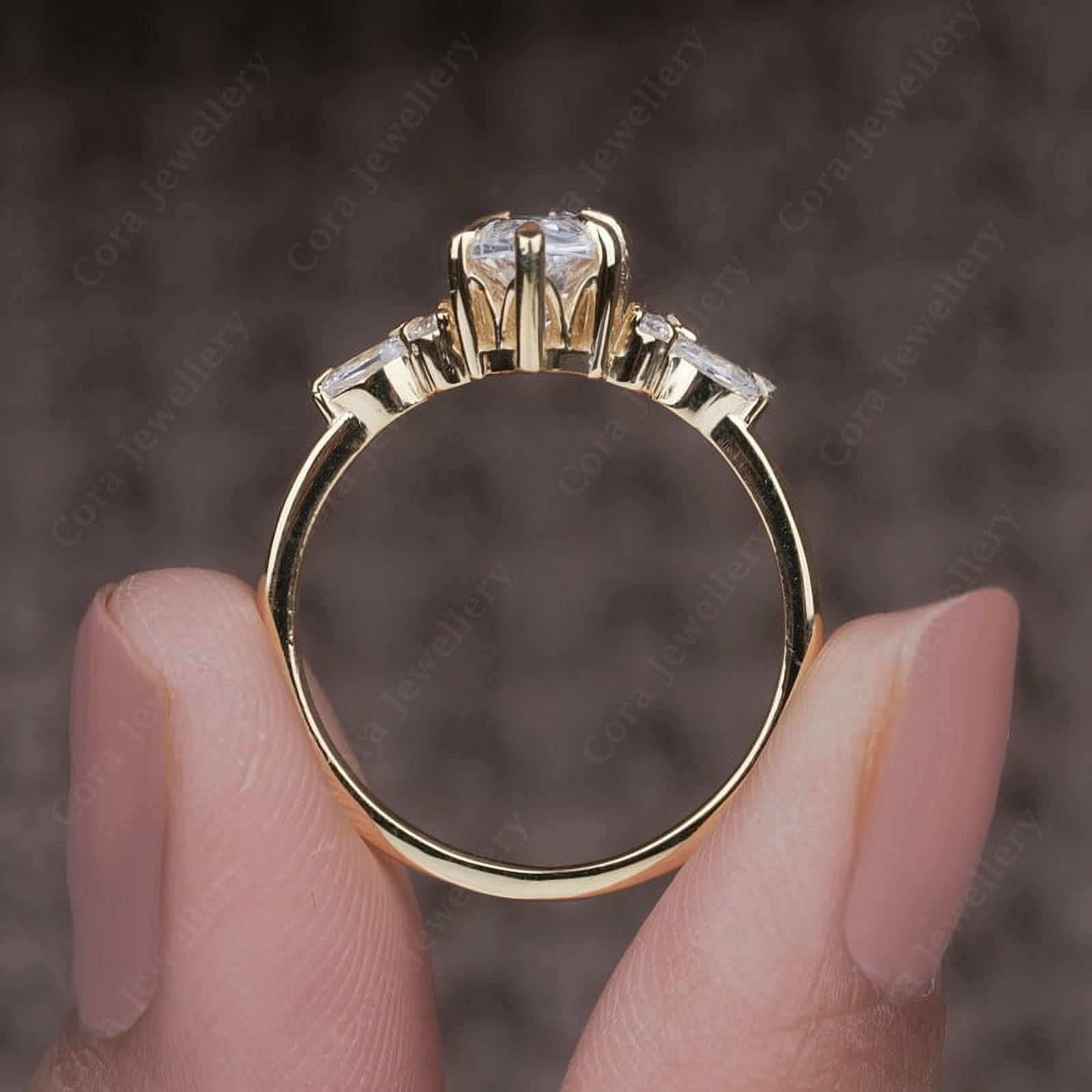 Cora Jewellery 1.5CT Marquise Cut Moissanite Engagement Ring for Women, 18K Yellow Gold, 9 US