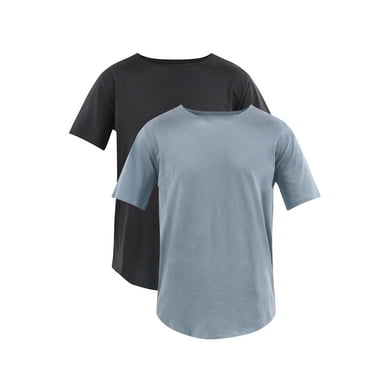 No Boundaries Men's & Big Men's Longline Curved Hem Elongated Tee Shirt, 2-Pack, Sizes XS-5XL