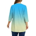 thumbnail image 5 of Royisotas Casual Tops for Women Gradient Color Summer 3/4 Sleeve Sky Blue T-Shirts Loose Crew Neck Oversized Fashion Shirts, 5 of 5