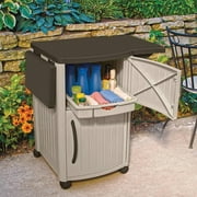 Suncast DCP2000 Portable Outdoor Prep Serving Grill Station Table and Cabinet