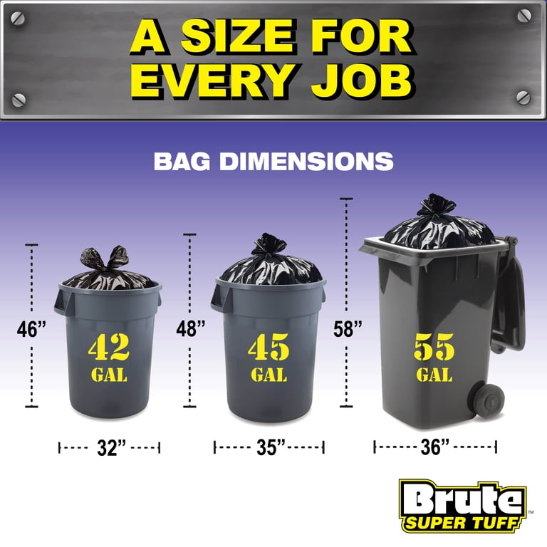 Brute Super Tuff® Contractor Bags, 42 Gallon, 20 Bags (Flap Tie