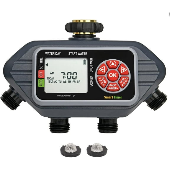 93413 Programmable Digital Water Timer 4-Zone, Compatible with Wireless Soil Moisture Sensor