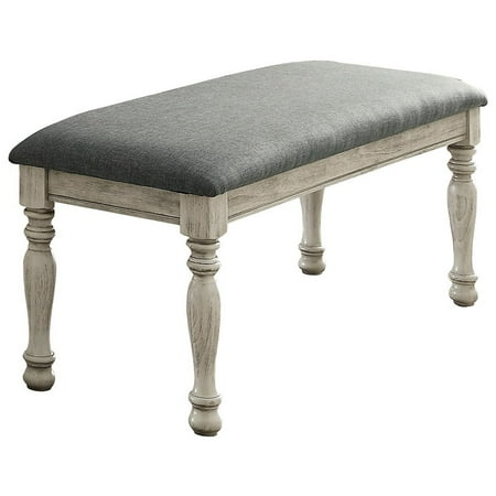 Furniture Of America Monson Upholstered Dining Bench In Antique White Furniture Of America Monson Upholstered Dining Bench In Antique White