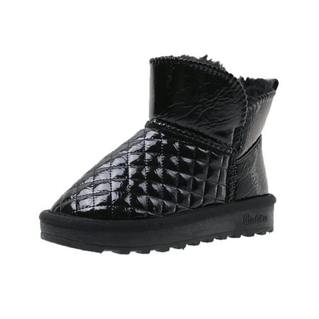

Winter Girls Boys Kids Booties Faux Fur Lined Keep Warm Ankle Boots Cute for Children Outdoor