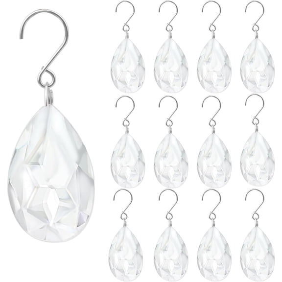20pcs 38mm Clear Crystals Teardrops Chandelier Parts, Chandelier Crystal Suncatcher Prisms Pendants with Hooks Hanging Ornaments for Lamp Christmas Tree Birthday Wedding Party Decor