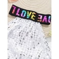 thumbnail image 5 of iiniim Kids Girls Sequins Letters Printed Crop Tank Top with Pleated Skirt Ballet Jazz Hip Hop Dance Costume Size 2-12 Silver 9-10, 5 of 6