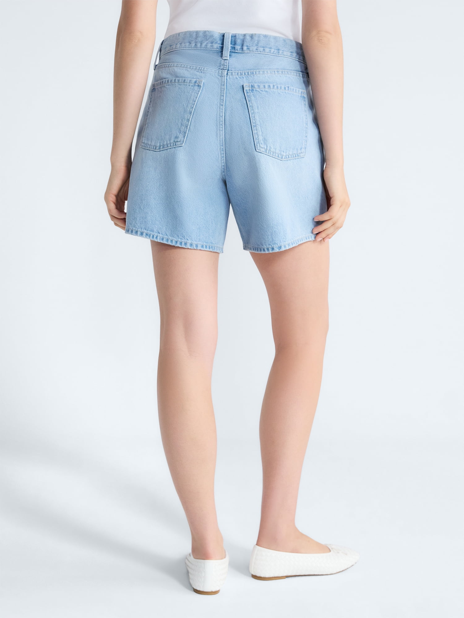 Free Assembly Women's Denim Shorts with Twill Tie, 6" Inseam, Sizes 0-18