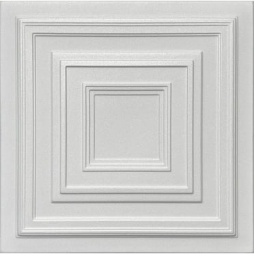 20x20 Styrofoam Ceiling Tiles Glue-Up Decorative Panels for Easy DIY Install, Home & Basement Renovation. R33 Antik, Plain White, Lot/8