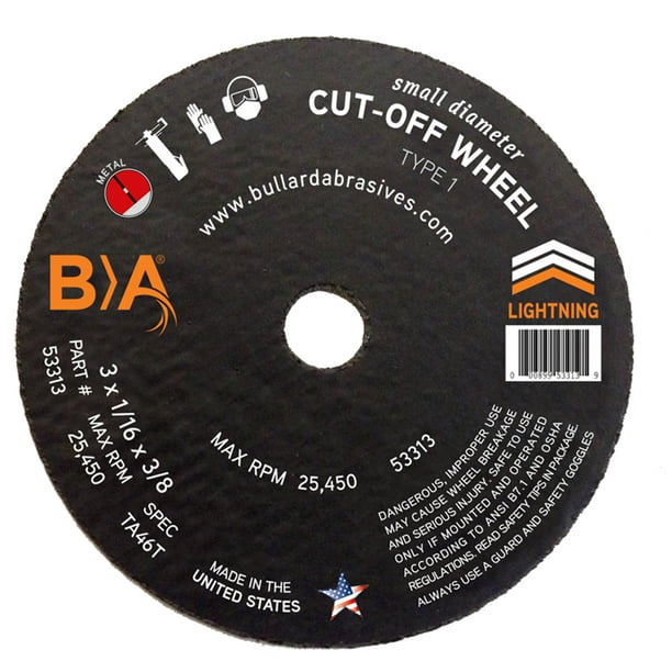 Bullard Abrasives 3 x 1/16 x 3/8 Metal CutOff Wheel for Die Grinders
