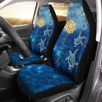 POLERO Car Seat Covers Blue Gemstone Turtle Sunflower Print Set of 2 Waterproof Auto Accessories Protectors Car Decor Universal Fit for Car Truck SUV