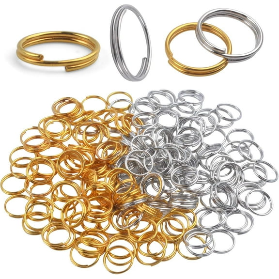 10mm Small Key Ring, 200 Pieces Mini Key Chain Ring Metal Small Split Key Rings for Keys Organization, Connecting Jewelry DIY Craft - Silver and Golden