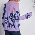 thumbnail image 4 of Lilgiuy Women's Round-Neck Sweater Flower Loose Autumn And Winter Long Sleeve Sweater Leisure,Purple,4 2022 Fall Winter, 4 of 5