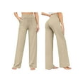thumbnail image 3 of Wide Leg Pants Woman High Waist Yoga Pants with Pockets Loose Stretch Work Sweatpants Casual Lounge Khaki M, 3 of 7