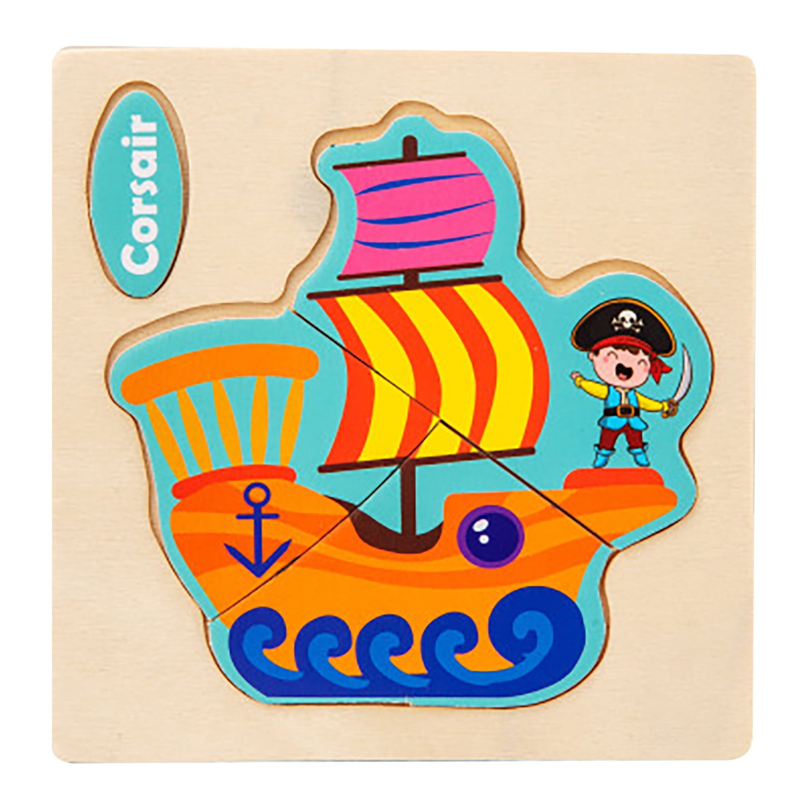 Wooden Jigsaw Puzzles Ocean Animal Traffic Puzzle Set for Kids Age 28 Year Old Colorful Wooden