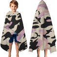 thumbnail image 3 of Pink Purple Camo Gradient Pattern Hooded Bath Towel，60"x35" for Ages 3 To 12 Kids, Quick Dry Lightweight Soft Microfiber Hood Beach Towel Cover Up for Kids, 3 of 7