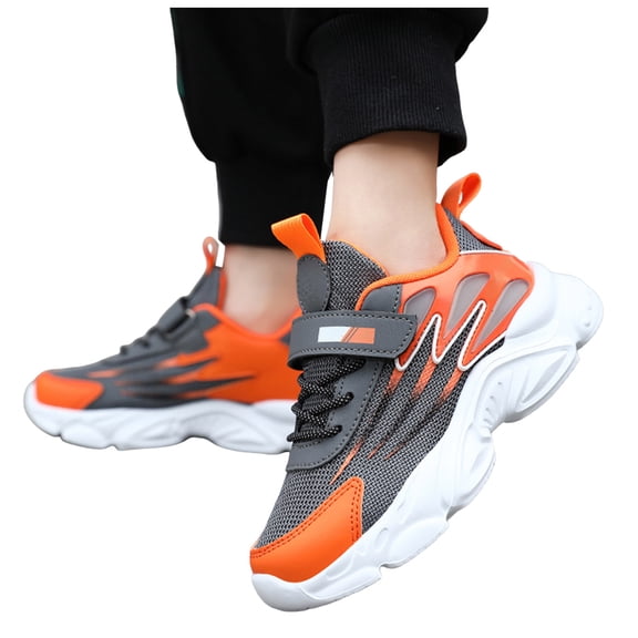 Toddler Boys Girls Breathable Running Shoes Lightweight Slip On Sneakers Kids Non Slip Athletic Tennis Shoes Orange Size 12 Little Child