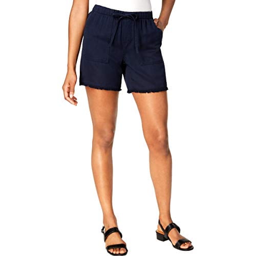 Style & Co Frayed-Hem Pull-On Shorts Womens shorts MSRP $45 Blue M