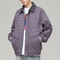 thumbnail image 4 of Maoxin Casual Jackets for Men Men Fashion And Casual Loose Collar Patchwork Color Blocking Versatile Jacket Youth Jacket Zipper Pocket Long Sleeved Hooded Denim Jacket Spring/Autumn Clothing Purple M, 4 of 8