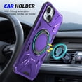 thumbnail image 3 of Armor Stand Case for iPhone 13,[Compatible with MagSafe] Military Shockproof Rugged Phone Case,Magnetic with Car Mount,Built in 360° Rotatable Ring Kickstand For iPhone 13,Purple, 3 of 8