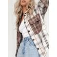 thumbnail image 4 of Asyoly Women Plaid Shirts Shacket Jacket Long Sleeve Button Down Casual Oversized Check Shirts Coats Tops With Pocket, 4 of 7