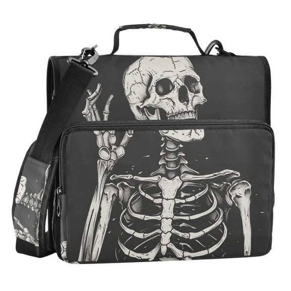ALAZA Zipper Binder Bag Cool Human Skeleton 3 Ring File Folder Binder Organizer Bag