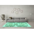 thumbnail image 3 of Ahgly Company Machine Washable Indoor Rectangle Abstract Turquoise Blue Modern Area Rugs, 5' x 8', 3 of 4