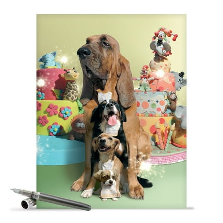 J6546CBDG Large Birthday Card: 'Puppy Love' Featuring Oh So Adorable Dog BFF's Enjoying Birthday Fun Greeting Card with Envelope by The Best Card (The Best Birthday Greetings)